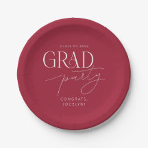 Red White Personlig Minimalist Grad Party