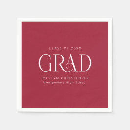 Red White Personlig Minimalist Grad Party Pappersservett