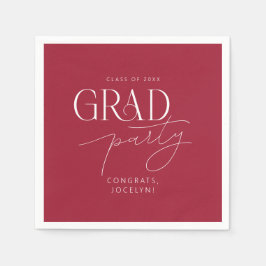 Red White Personlig Minimalist Grad Party Pappersservett