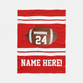 Red White Personlig Namn Team Färg Football Fleecefilt