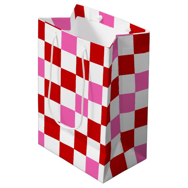 Red White Pink Checkered Pattern Design  (Framsidan Vinklad)