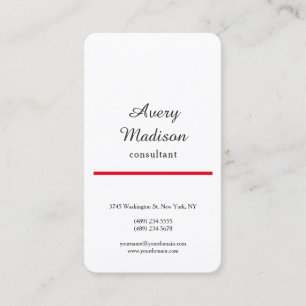 Red & White Plain Modern Minimalist Professionell Visitkort