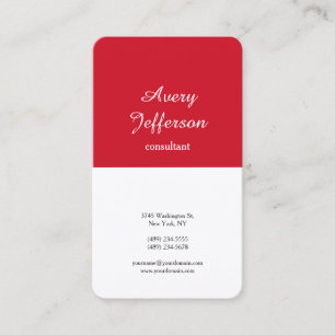 Red White Plain Modern Minimalist Professionell Visitkort