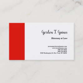 Red White Plain Professionell Attorney at Law Visitkort