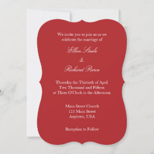 Red White Plain Simple Wedding Investigation Inbjudningar
