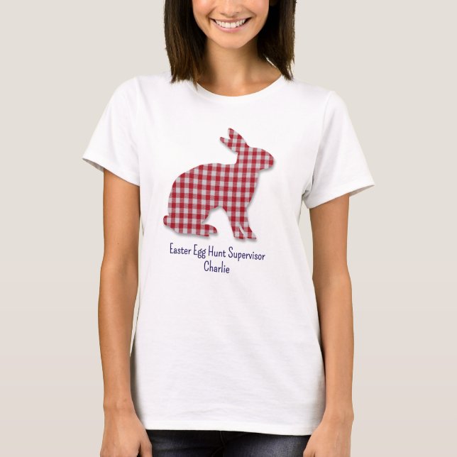 Red & White Play Bunny Silhouette Påsk Kvinnors T Shirt (Framsida)