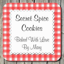 Red White Play Doily Anpassningsbar Baking Fyrkantigt Klistermärke