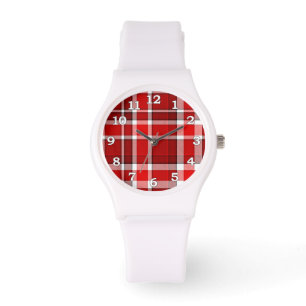 Red White Play Tartan Armbandsur