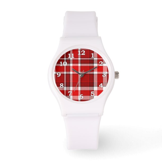 Red White Play Tartan Armbandsur (Framsida)