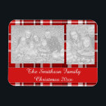 Red White Play Tartan Magnet<br><div class="desc">Den här röda och vita plaid-designen har en upprepande markerad/tartan mönster som är lätt texturerad. Det är en smart,  snyggt plaid mönster.</div>