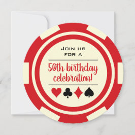 Red White Poker Chip Casino Las Vegas Inbjudningar
