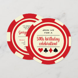 Red White Poker Chip Casino Las Vegas Inbjudningar