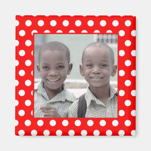 Red White Polka Dot Photo Ram Magnet (Framsidan)