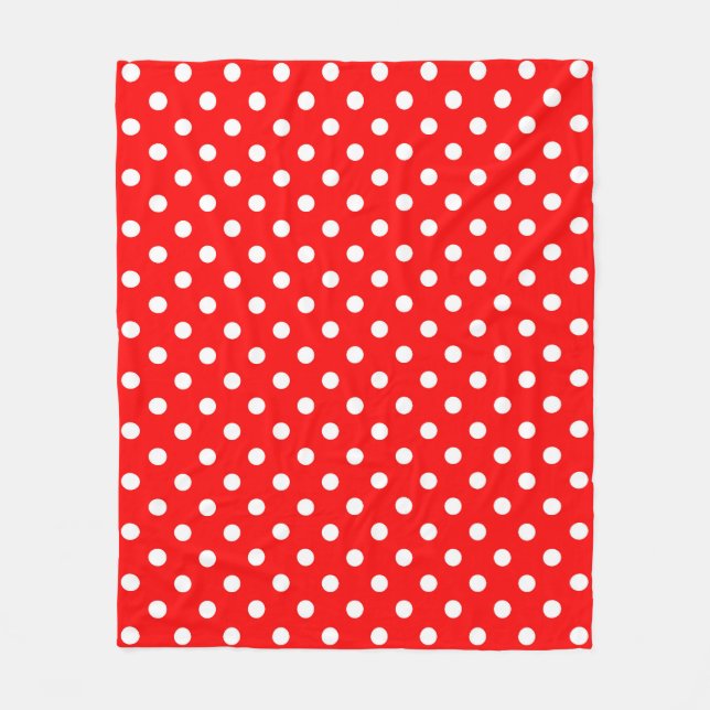 Red White Polka dots Design Fleecefilt (Framsidan)