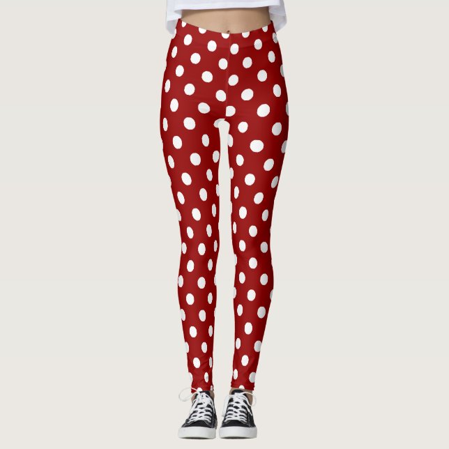 Red White Polka dots Leggings (Framsida)