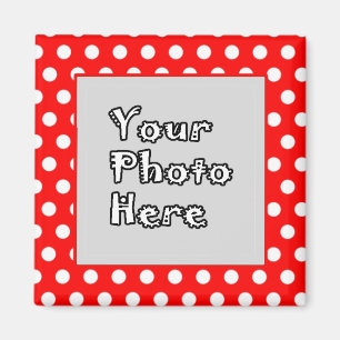 Red & White Polka dots Photo Ram Magnet