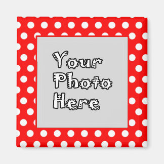 Red & White Polka dots Photo Ram Magnet