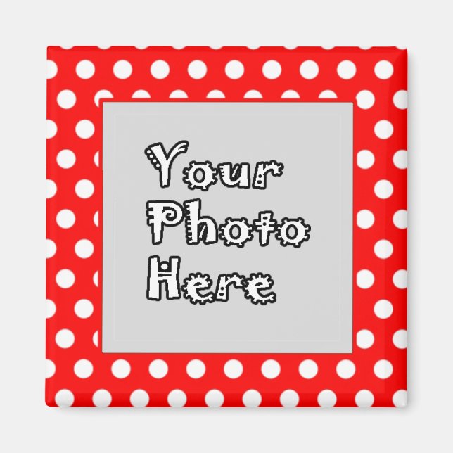 Red & White Polka dots Photo Ram Magnet (Framsidan)