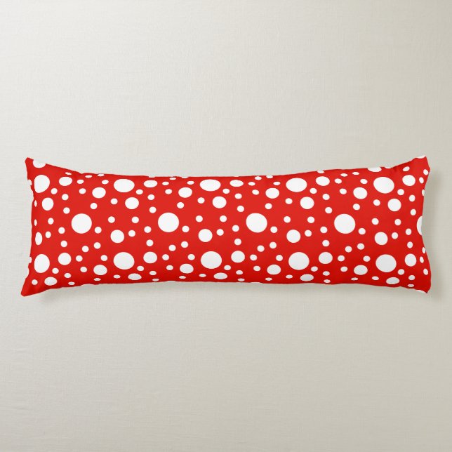 Red White Polka dots Spot Kroppskudde (Framsidan)