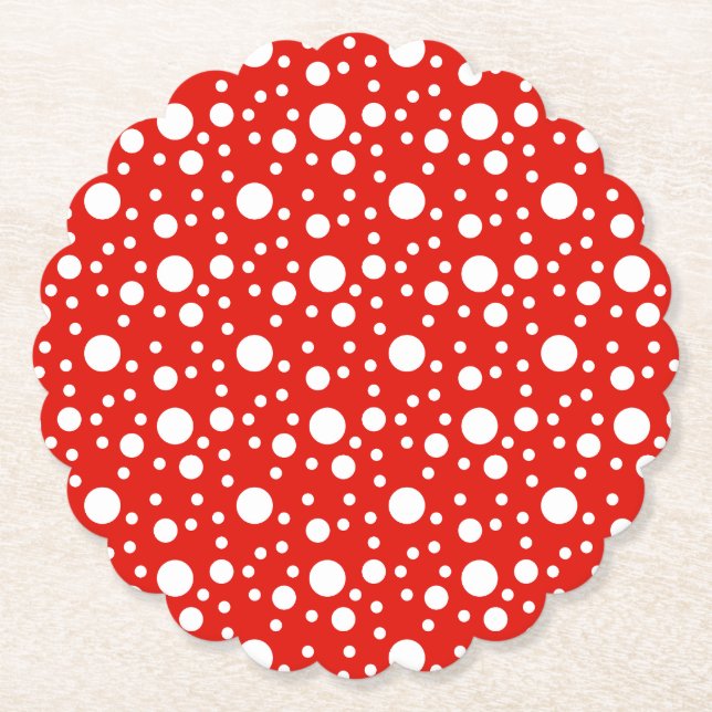 Red White Polka dots Underlägg Papper (Framsida)