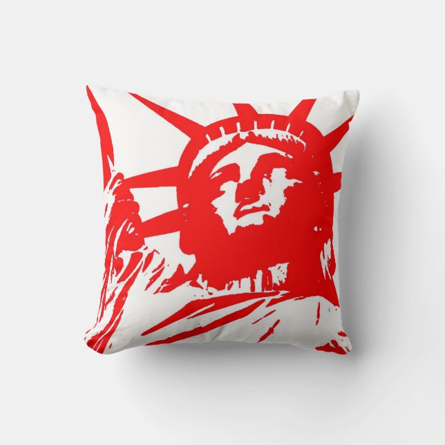 Red White Pop Art Frihetsgudinnan Dekorativ kudde (Framsida)