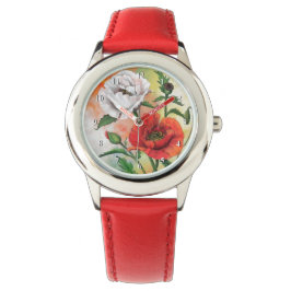 Red White Poppies Watch Armbandsur
