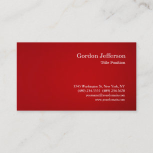 Red White Professionell Simple Modern Plain Visitkort