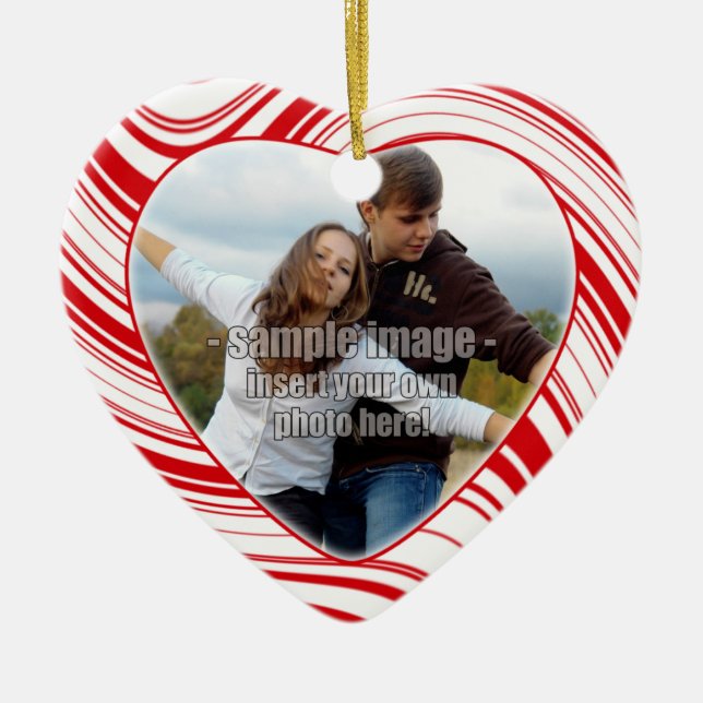 Red & White Rand Anpassningsbar Couples Ornament (Framsidan)