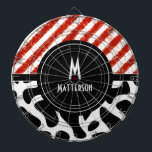 Red White Rand Black Mönster Monogram Darttavla<br><div class="desc">Red White Rand Black Mönster Monogram Dart Board är trendig och snyggt till använda varje dag hemma eller på ditt kontor. Även underbar gåva till hans eller hennes. Anpassa den med ditt första och namn.</div>