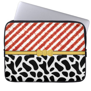 Red White Rand Black Mönster Personalize Laptop Fodral