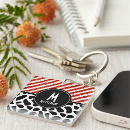 Red White Rand Black White Mönster Monogram