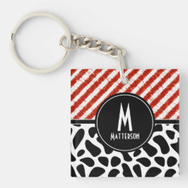 Red White Rand Black White Mönster Monogram