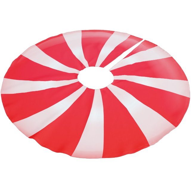 Red & White Rand Candy cane Julgransmatta Borstad Polyester (Vinklad)