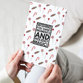 Red & White Rand Candy Lycklig Helgdag Card