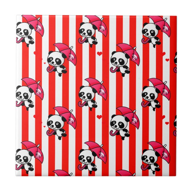 Red White Rand Cute Kakelplatta (Framsidan)