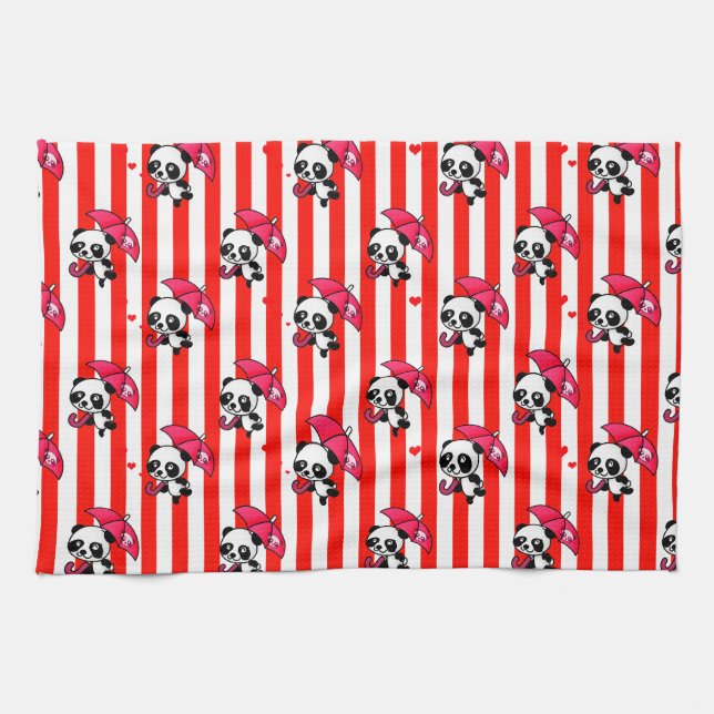 Red White Rand Cute Kökshandduk (Horisontell)