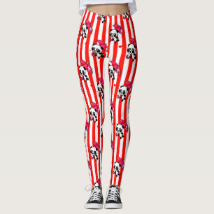 Red White Rand Cute Leggings