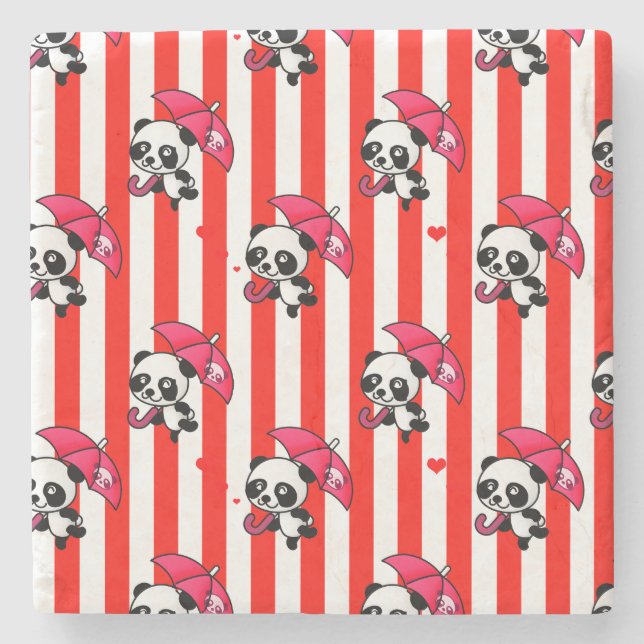 Red White Rand Cute Stenunderlägg (Framsidan)