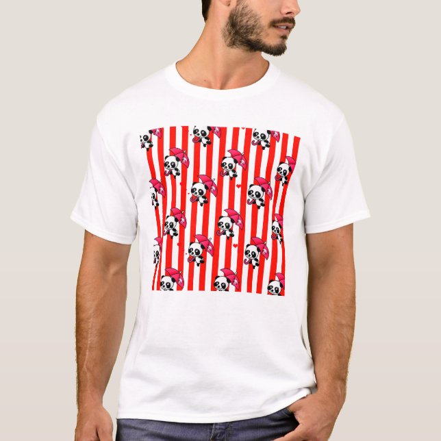 Red White Rand Cute T Shirt (Framsida)