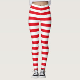 Red & White Rand jul Halloween Leggings