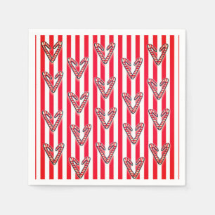 Red White Rand Lolipops Hearts Pappersservett