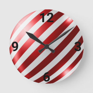 RED WHITE RAND PATRIOTIC WALL CLOCK RUND KLOCKA