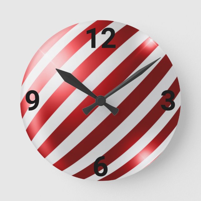 RED WHITE RAND PATRIOTIC WALL CLOCK RUND KLOCKA (Framsida)