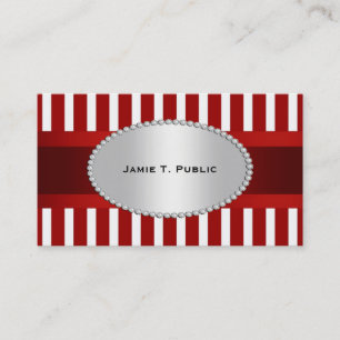 Red White Rand, Red Ribbon, Guld Framed Label P Visitkort