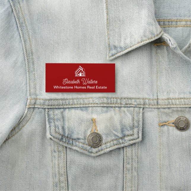 Red White Real Estate Company Customized Realtor Namnbricka (På plats)