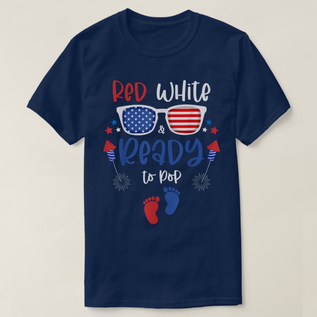 Red White & Redo till Pop 4:e juli Gravid Ann T Shirt (Design framsida)