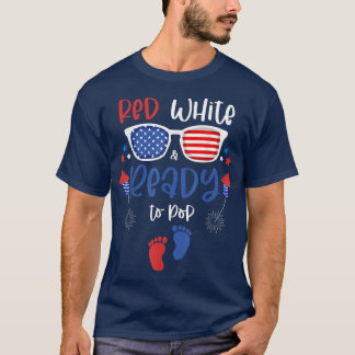 Red White & Redo till Pop 4:e juli Gravid Ann T Shirt