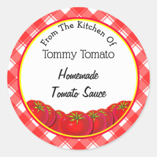 Red White Retro Play Tomato Sauce Baking Runt Klistermärke