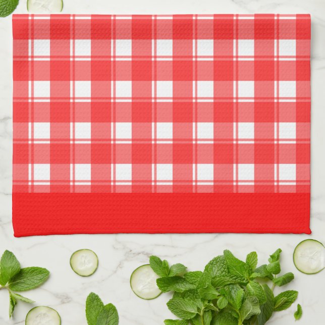 Red White Retro Pput Patten Kitchen Towel Kökshandduk (Vikta)