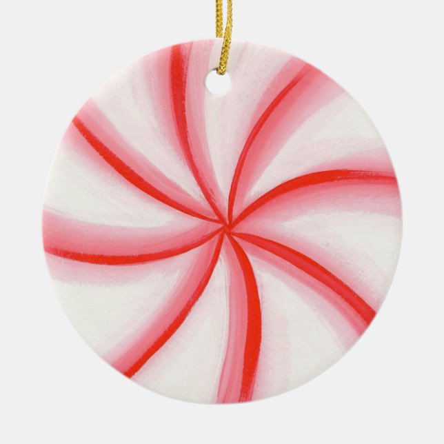 Red White Rosa Candy Mint Swirl Ornament (Framsidan)